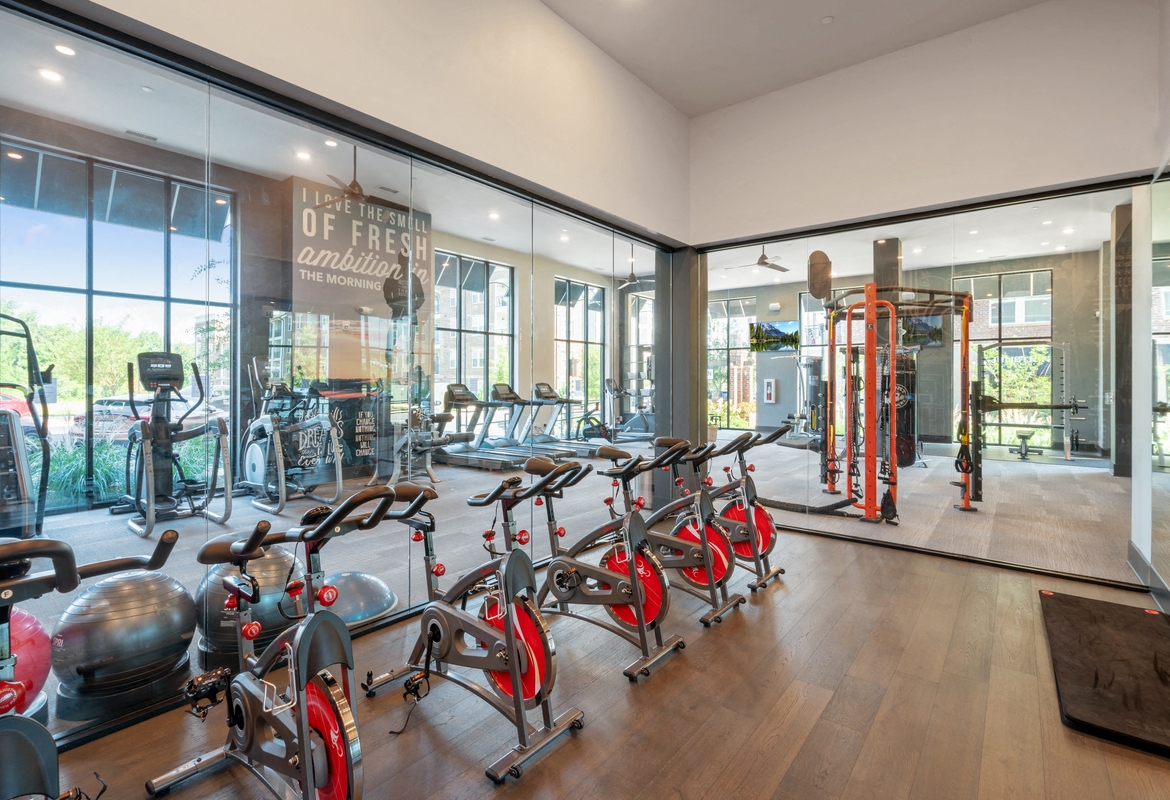 Apartments in Cornelius For Rent - The Junction at Antiquity Fitness Center with Cycle Bikes and Cardio Equipment