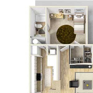 Two Bedroom Roommate Floor Plan Two Bedroom Roommate Floor Plan at Paces Ridge at Vinings, Georgia
