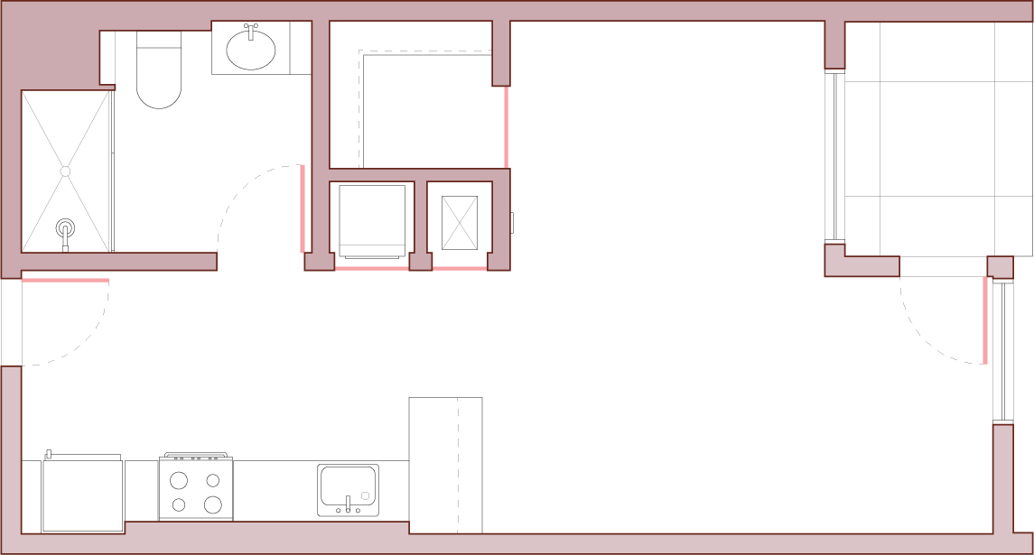 Plan 1 - Studio - Income Restricted