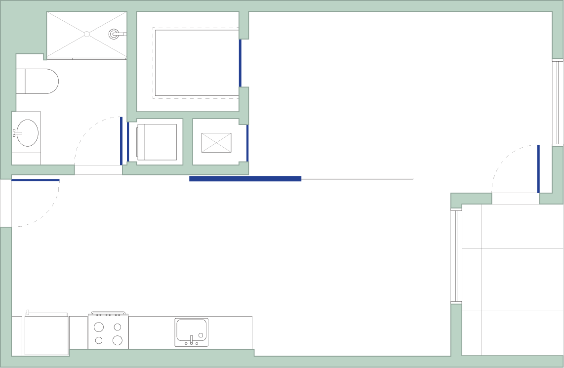 Plan 4 - 1 Bedroom Flex - Income Restricted
