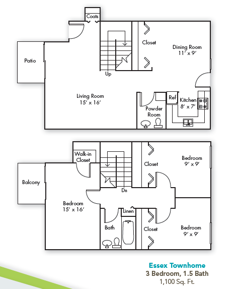 Three Bedroom Townhome