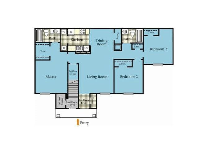 Three Bedroom Two Bath Floor Plan 3