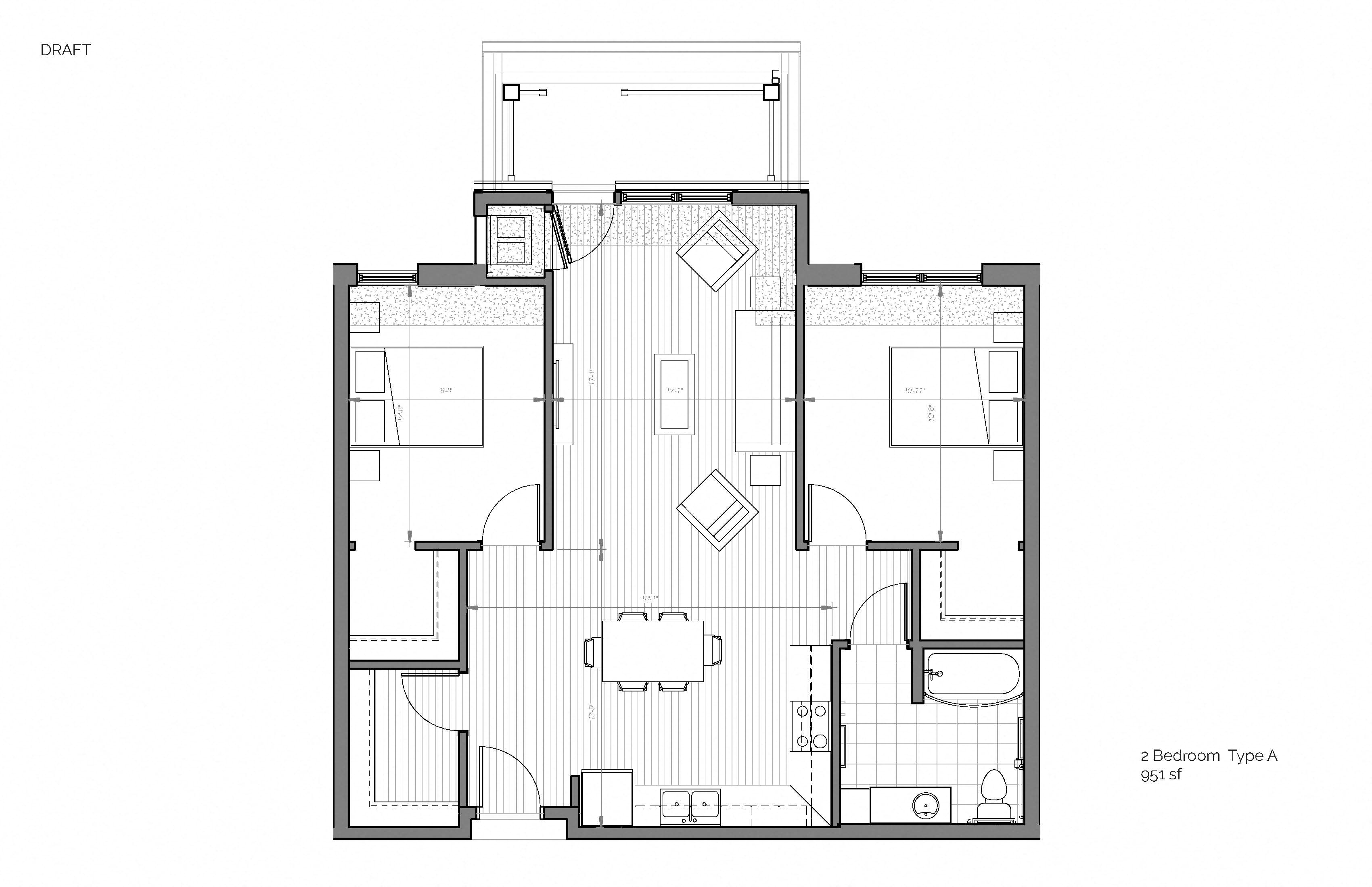 Floorplan 2BR A 951sqft