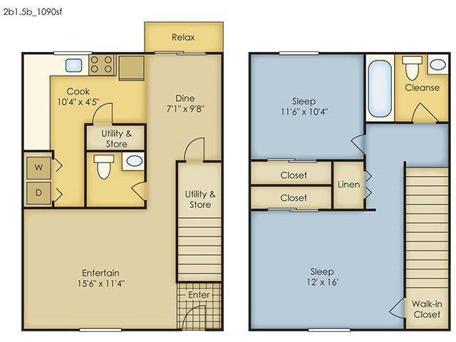 2 Bedroom Townhome Floor Plan 3