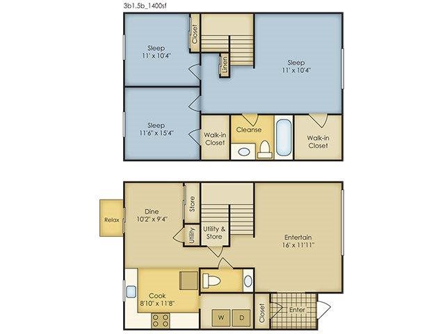 3 Bedroom Townhome Floor Plan 5