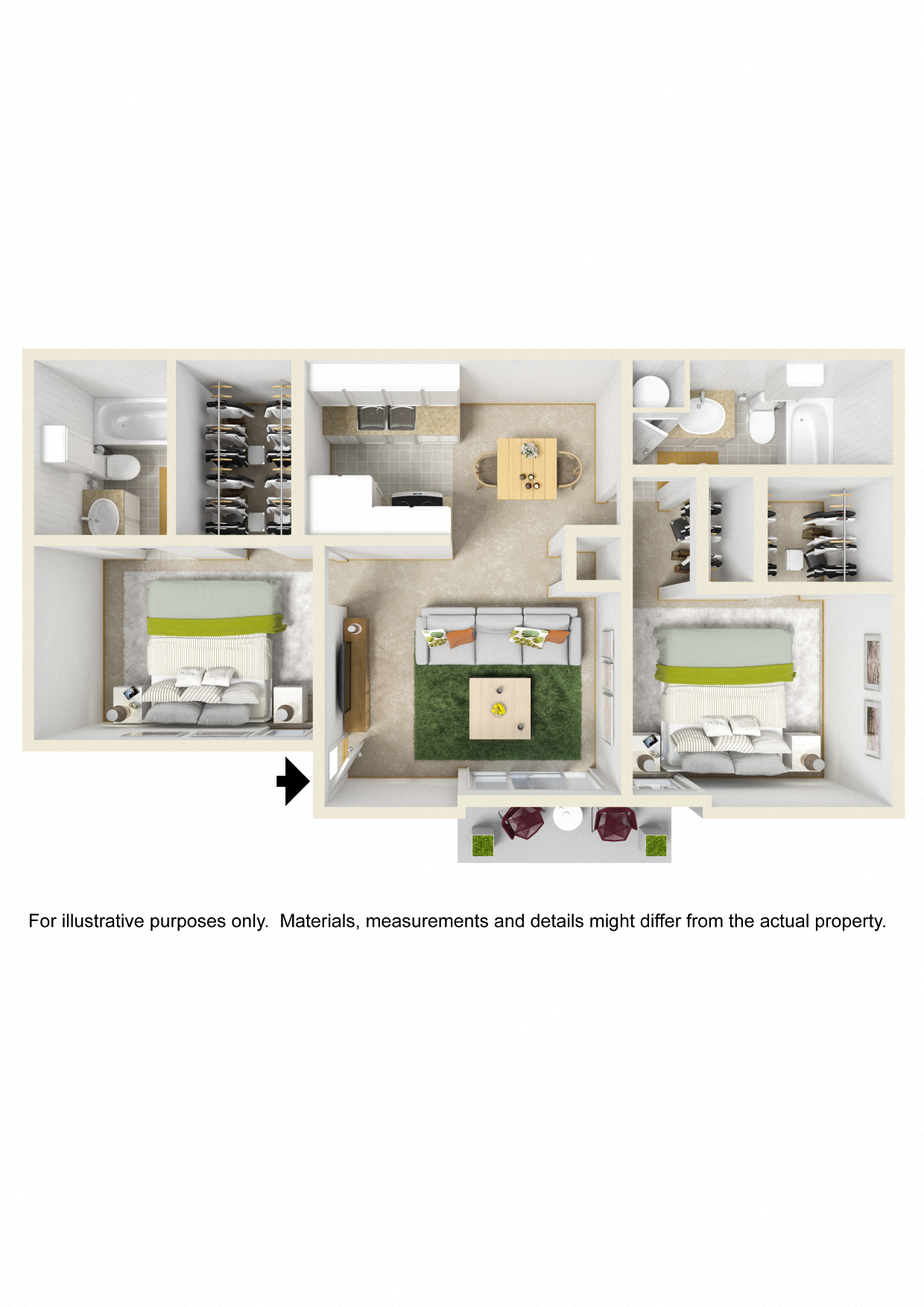 Two Bed Two Bath with W/D Connections