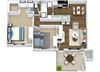 2 Bedroom 1 Bathroom Floor Plan