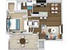 1 Bedroom 1 Bathroom Floor Plan