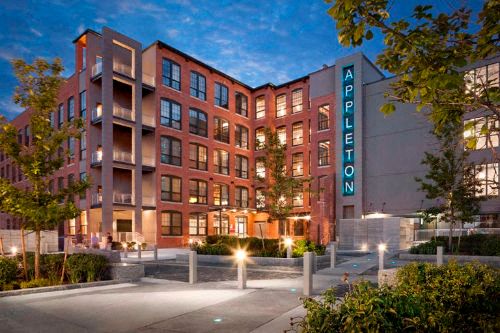 The Appleton building is a multi-story structure with a modern design.