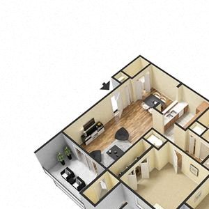 2 Bedroom, 2 Bath Floor Plan 2 Bedroom, 2 Bath Floor Plan at Creekside Square Apartments, Indianapolis