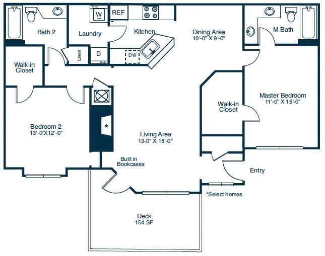 B2 Floor Plan 2 Bedroom 2 Bath at Elan at Mallard Creek Apartment Homes, Charlotte, 28269
