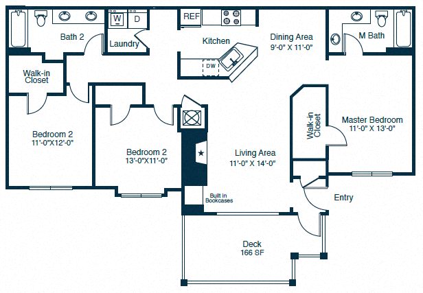 C1A Floor Plan 3 Bedroom 2 Bath at Elan at Mallard Creek Apartment Homes, Charlotte, NC, 28269