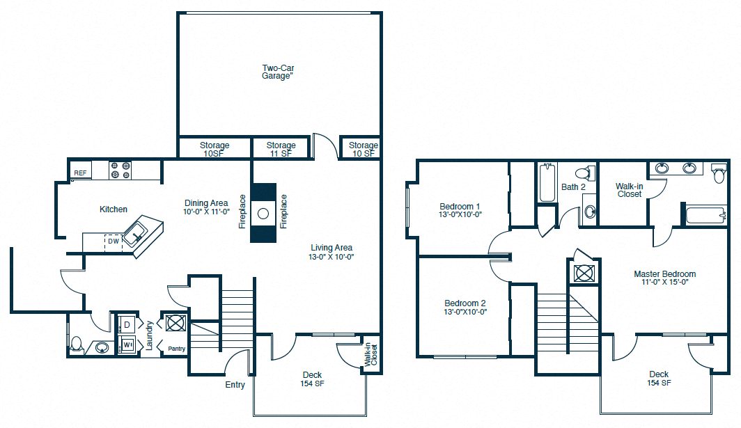 C3 Floor Plan 3 Bedroom 2 Bath at Elan at Mallard Creek Apartment Homes, North Carolina, 28269