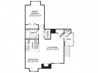 A1 Floor Plan at Central on the Green Apartment Homes, Raleigh, 27604