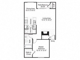 A2 Floor Plan at Central on the Green Apartment Homes, Raleigh, NC