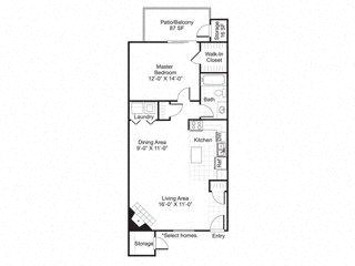 A3 Floor Plan at Central on the Green Apartment Homes, Raleigh, North Carolina