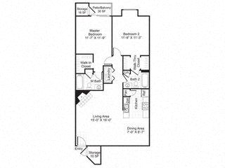 B1 Floor Plan at Central on the Green Apartment Homes, North Carolina