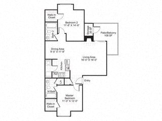 B3 Floor Plan at Central on the Green Apartment Homes, Raleigh, North Carolina