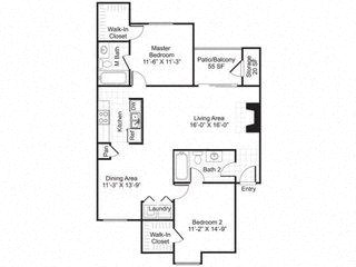 B4 Floor Plan at Central on the Green Apartment Homes, Raleigh