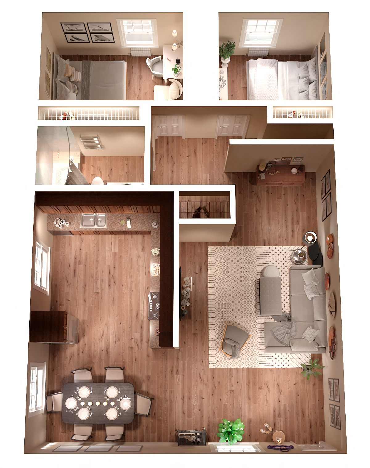 Le Mar Apartments in Fullerton, CA. 2 Bedroom & 1 Bathroom Apartment Layout