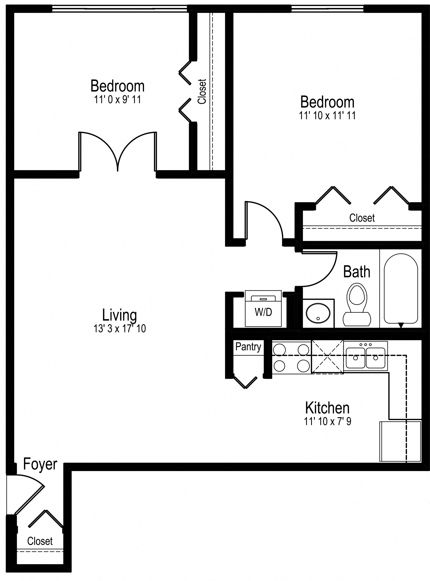 One Bedroom One Bath Large