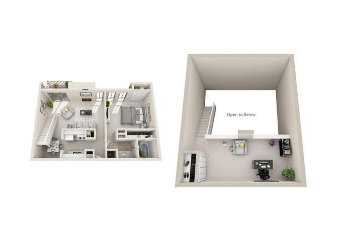 One Bedroom Loft floor plan