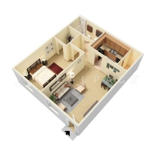 One Bedroom, One Bath Floor Plan 1