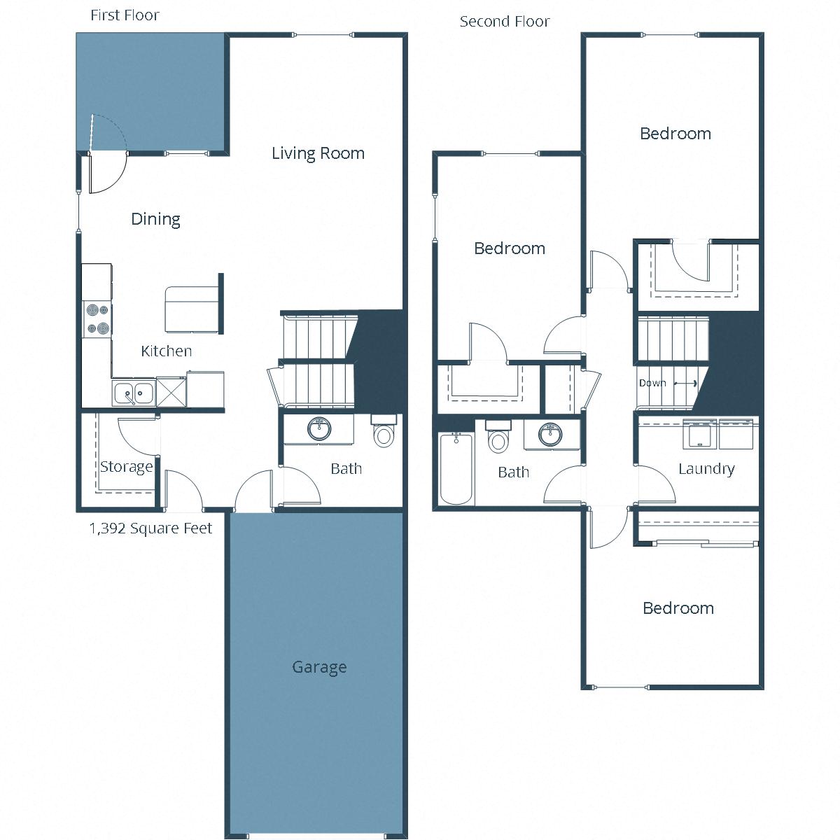 Bluestem Townhomes | Three Bedroom Floor Plan