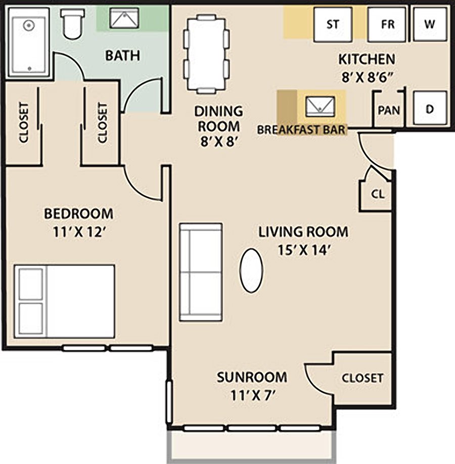 Maple Timberlake 1 Bedroom 1 Bath