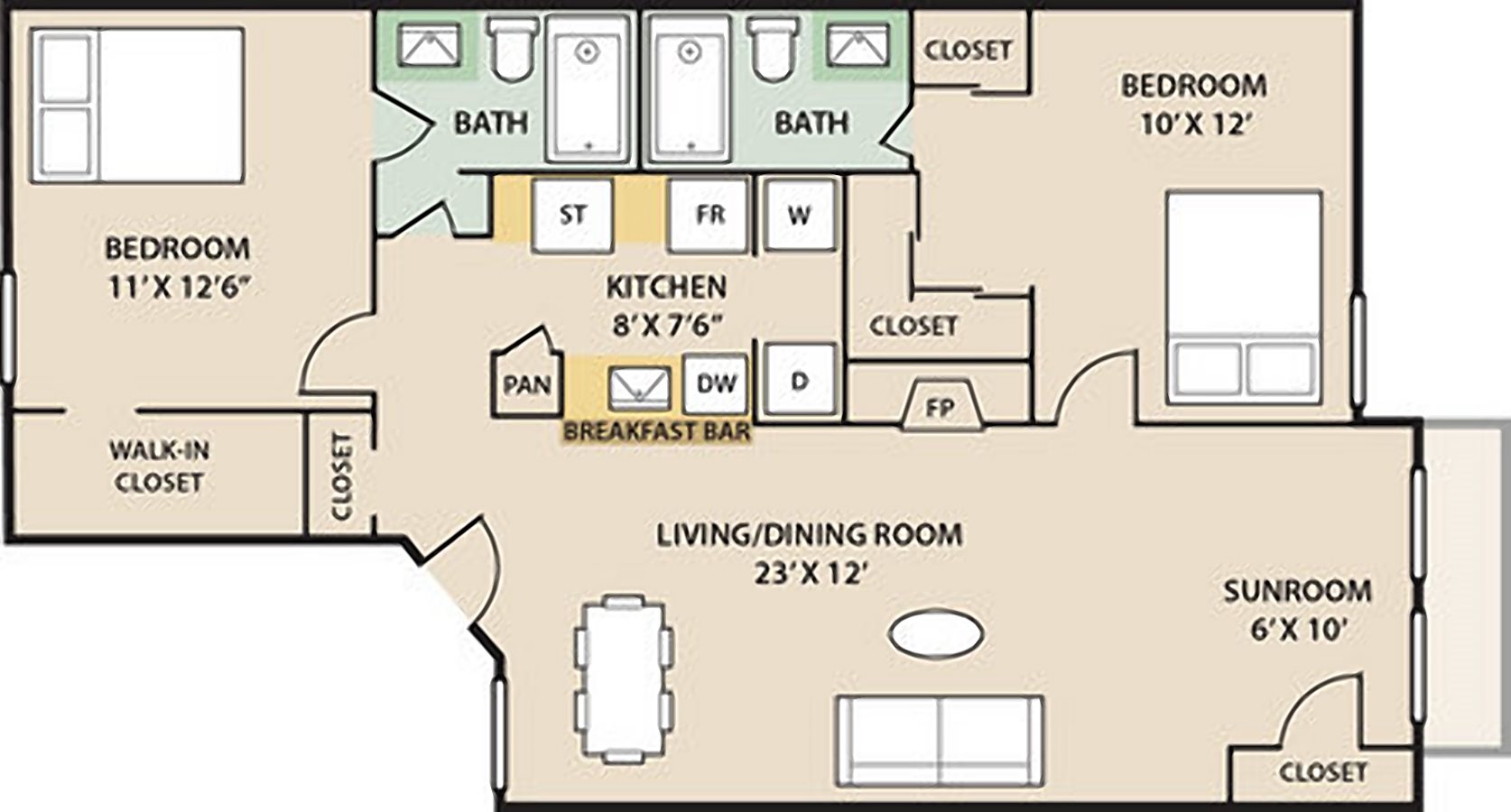 Redwood Timberlake 2 Bedroom 2 Bath