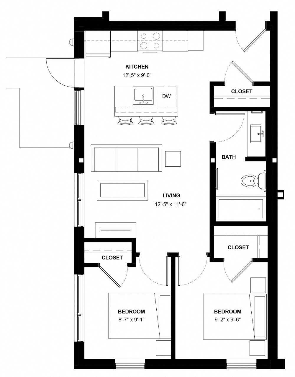 Floor Plans The Central Minneapolis Mn Studio 1 2