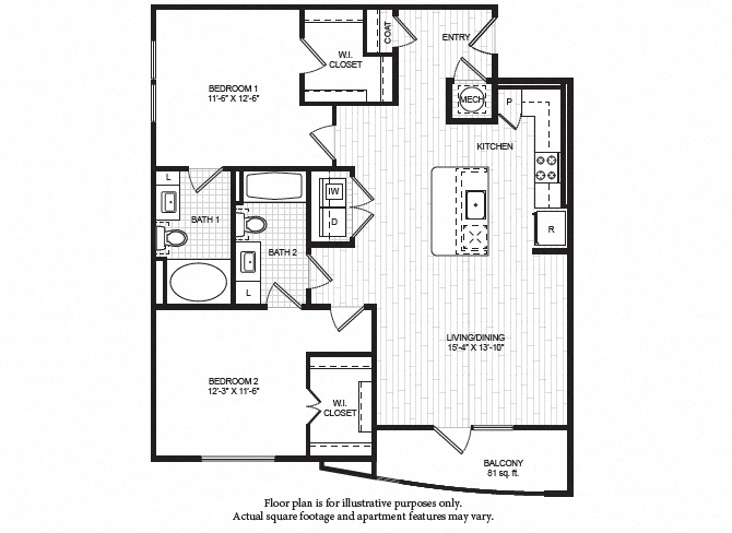 B2(1) Floor Plan at Windsor Old Fourth Ward, Atlanta, Georgia