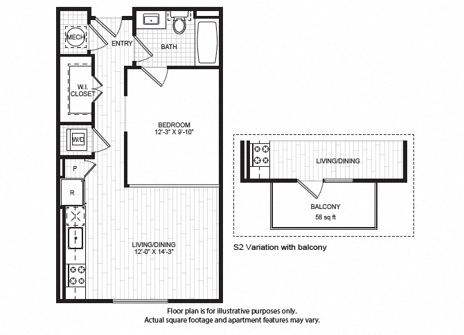 S2(1) Floor Plan at Windsor Old Fourth Ward, Atlanta, GA, 30312