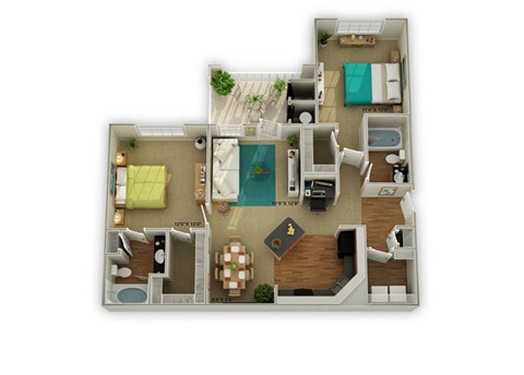 Brookstone Floorplan 2 Bedroom 2 Bath 1156 Total Sq Ft at Legends at Charleston Park Apartments, North Charleston, SC, 29420