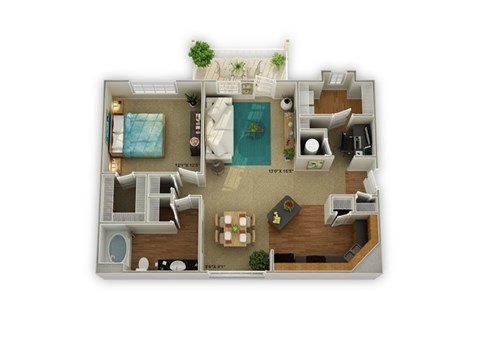 Carriage Floorplan 1 Bedroom 1 Bath 1021 Total Sq Ft at Legends at Charleston Park Apartments, North Charleston, SC, 29420