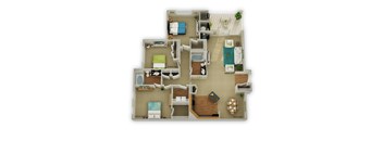 Legend Floorplan 3 Bedroom 2 Bath 1517 Total Sq Ft at Legends at Charleston Park Apartments, North Charleston, SC, 29420
