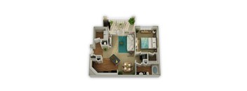 Oakwood Floorplan 1 Bedroom 1 Bath 931 Total Sq Ft at Legends at Charleston Park Apartments, North Charleston, SC, 29420