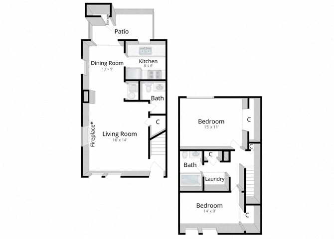 Two Bedroom Townhome Bloomington IN