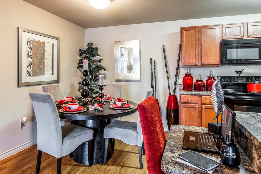 red and black dining room