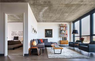 apartment home with spacious living room at The Mason in Chicago