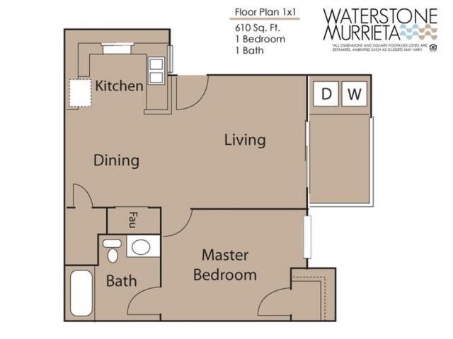 1X1 Floor Plan 1