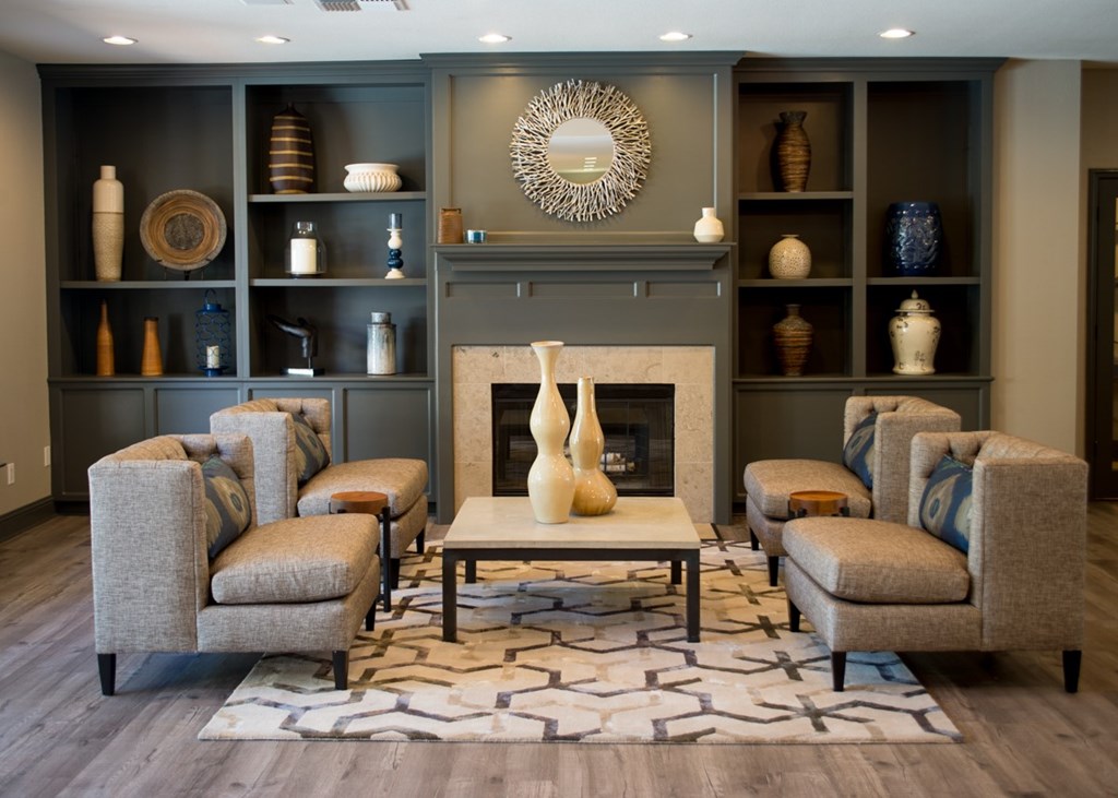 Clubhouse Fireplace l Waterford Place Apartments in Folsom CA 