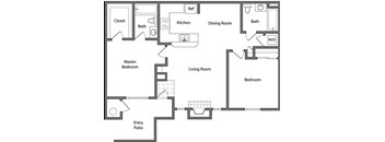 Two Bedroom Floor Plan l Waterford Place Apartments in Folsom CA 