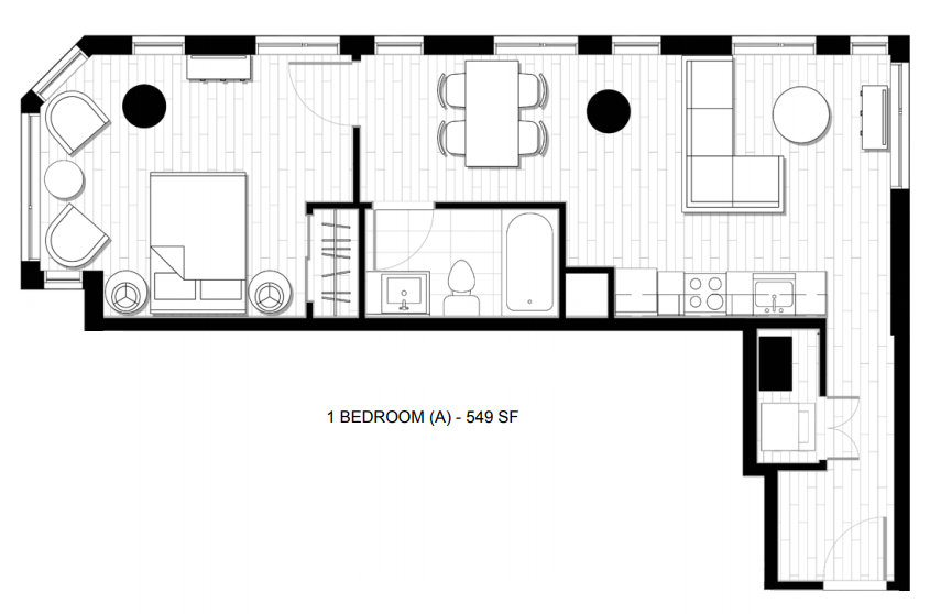 O2 Apartments 1 Bedroom A Floor Plan