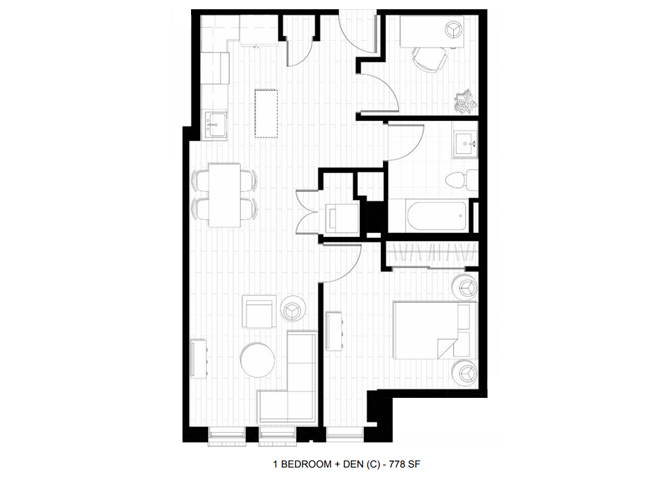 O2 Apartments 1 Bedroom Den Floor Plan