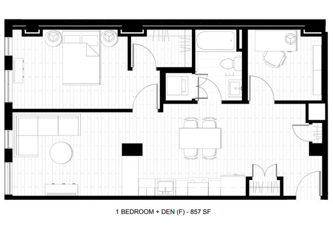O2 Apartments 1 Bedroom Den Floor Plan