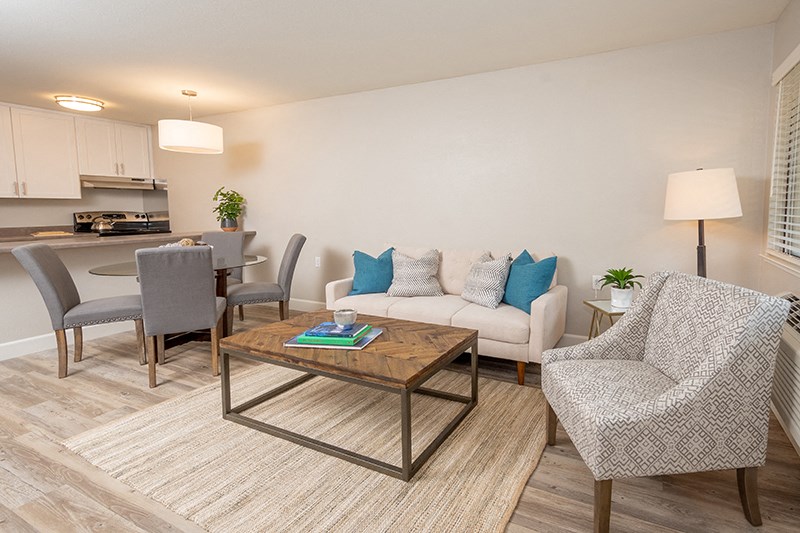 Luxury Apartments in Pleasant Hill CA - Ellinwood - Living Room with Wood-Style Flooring