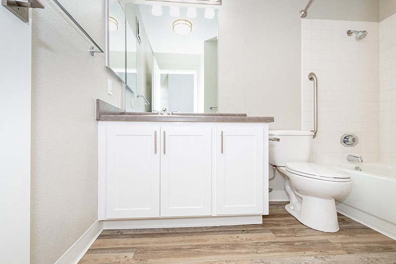 Bathroom vanity and tub