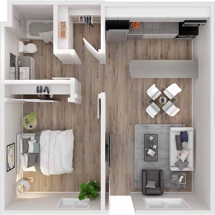 One bedroom floor plan
