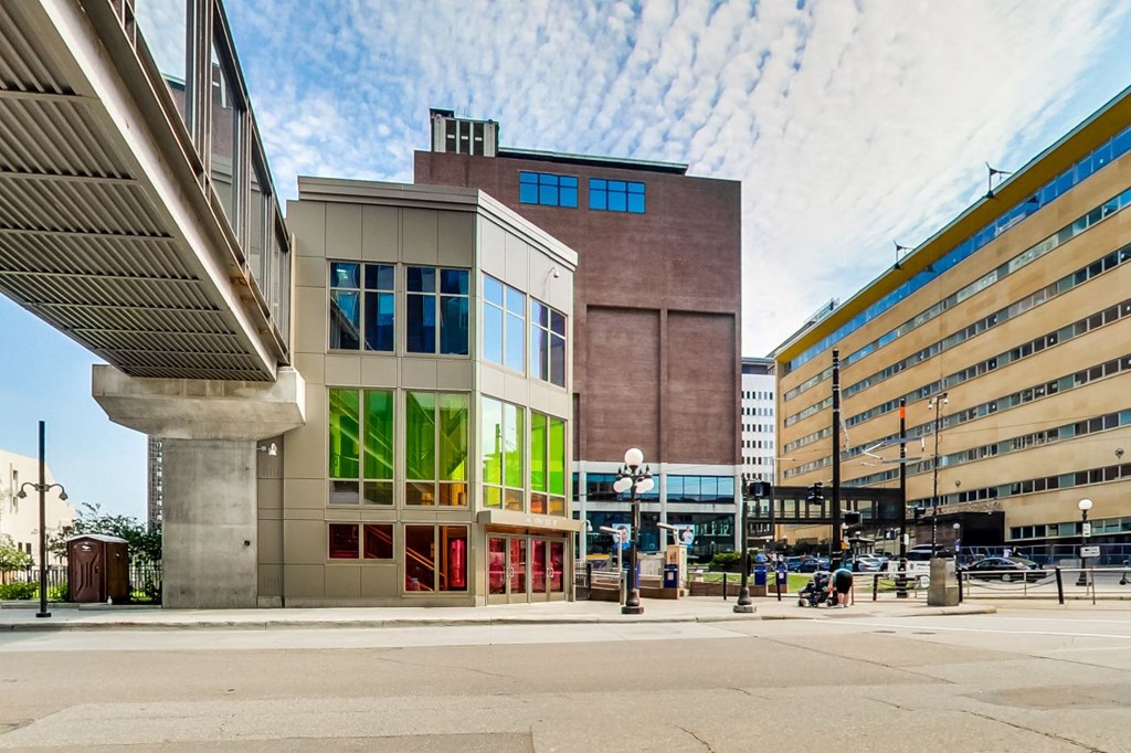 Metro station and skyway access at Press House Apartments, Minnesota